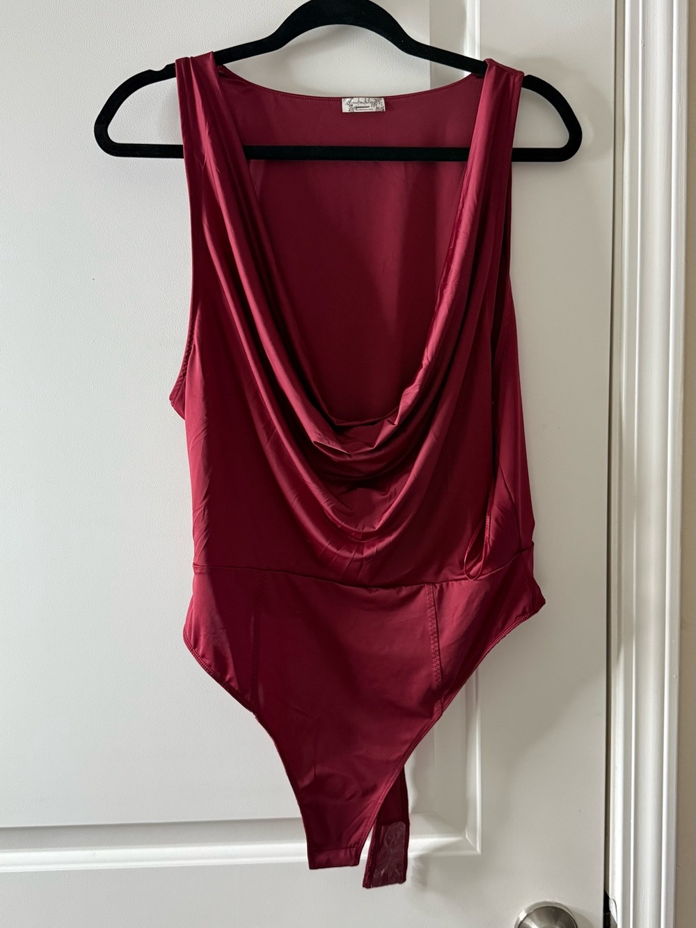 Free People Draped Burgundy Sleeveless Bodysuit